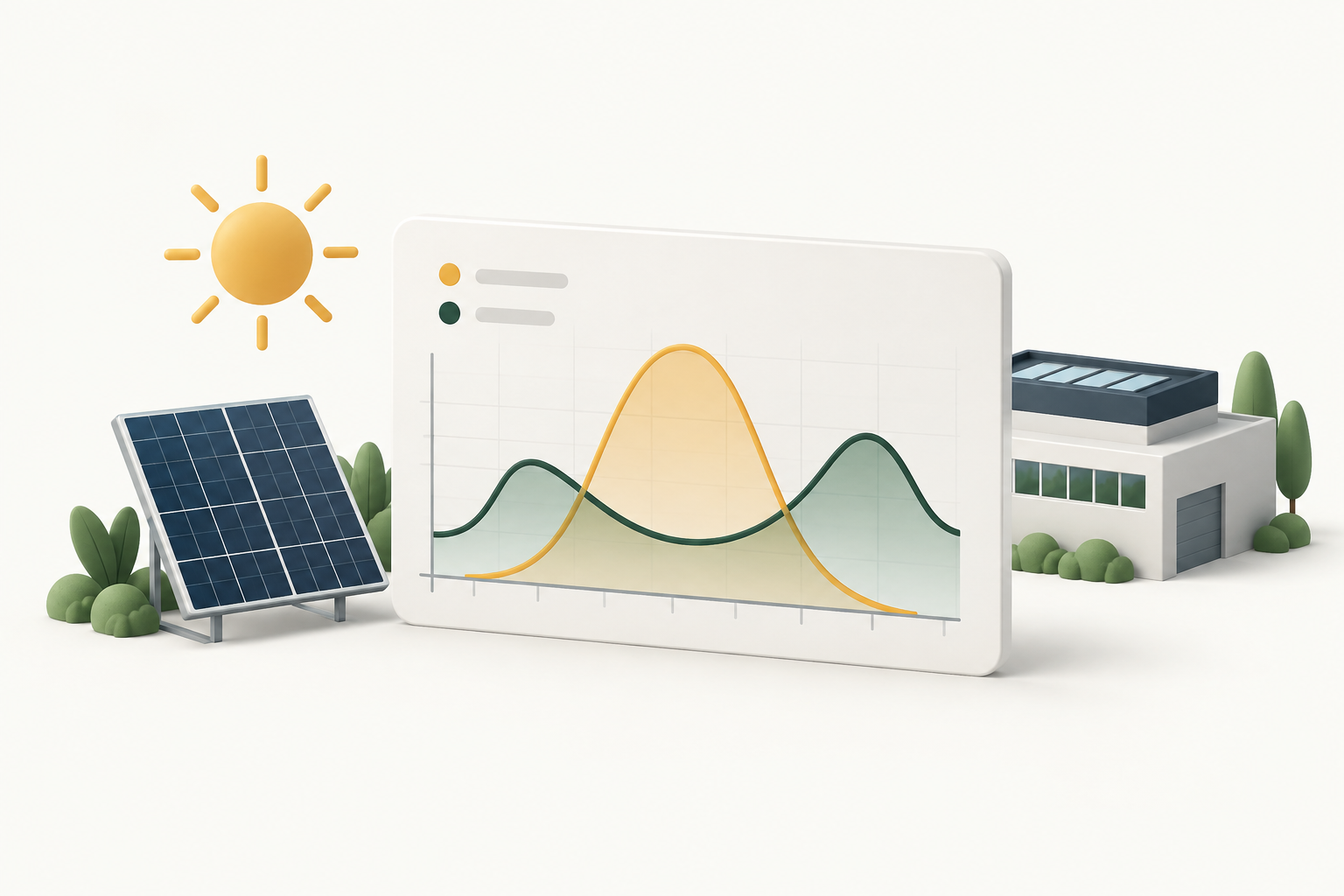 Zwei unterschiedliche Kurven mit Solarmodul als Referenz.